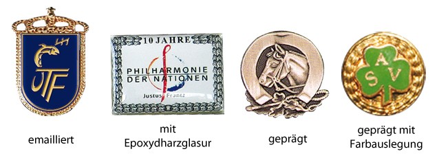 Anstecknadeln und Pins - verschiedene Ausführungen Anstecknadeln und Pins - verschiedene Ausführungen
