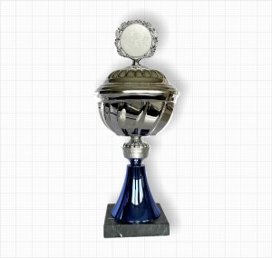 3er Serie Pokal Silber mit blauen Fuß