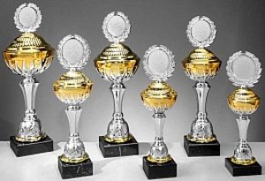 6er-Serie Pokale "Husum" silber-gold mit Deckel